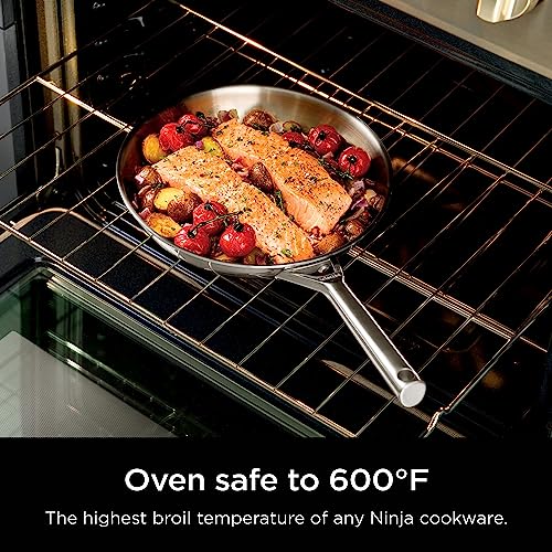 Ninja EverClad Stainless Steel Cookware 12 Piece Pots & Pans Set, All Stovetops & Induction, Oven Safe to 600°F, Tri-Ply Commercial-Grade, C99012