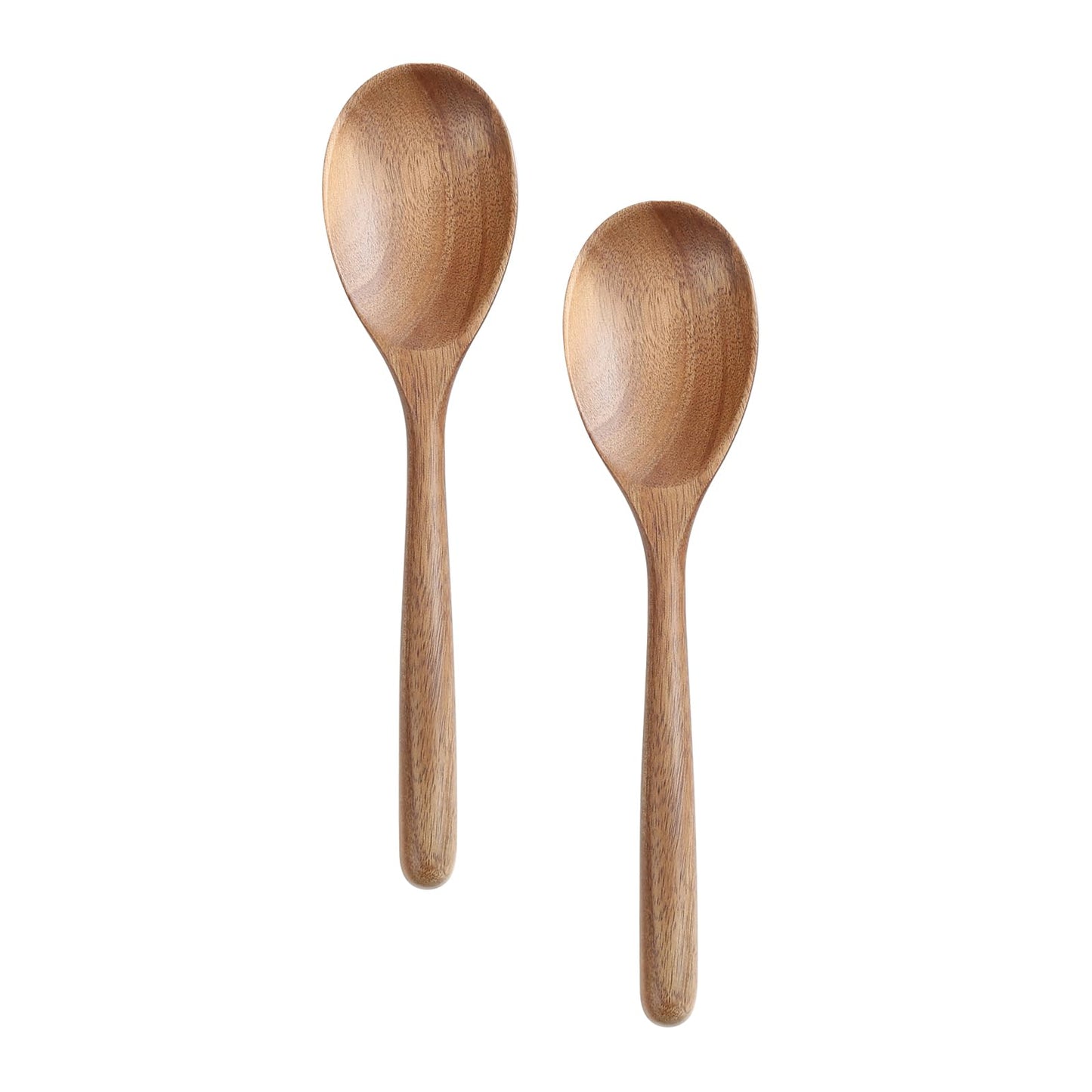 Kitchen Wooden Cooking Spoon, Solid Acacia Wood Serving Spoons for Mixing Stirring, Nonstick Kitchen Utensils Tableware Ladle Scoop for Soup Stews Salad Pasta Sauce Chili (2 Pieces)