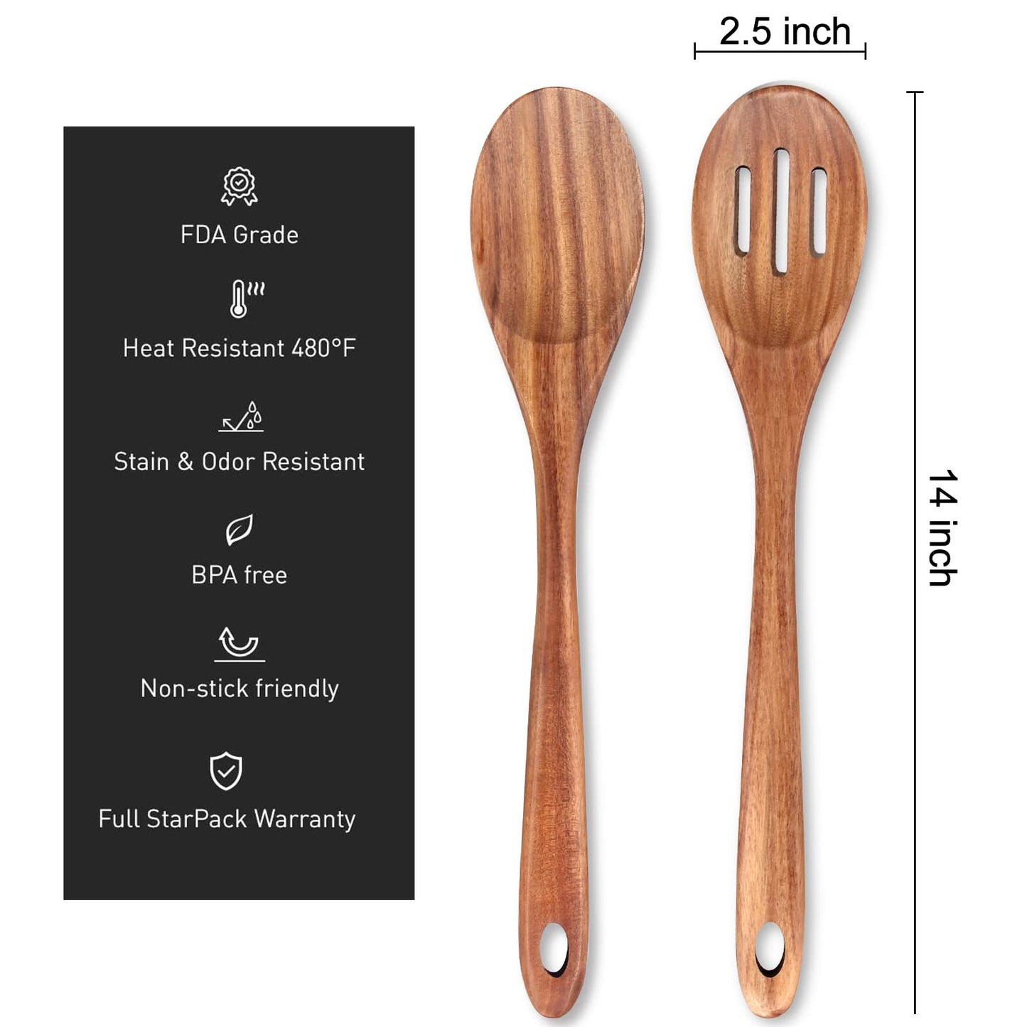 14 Inch Large Wooden Spoon for Cooking Mixing Spoon Serving Spoons Big Non Stick Wood Spoon Spatula Long Handle Spoon Stirring Cooking Spoon