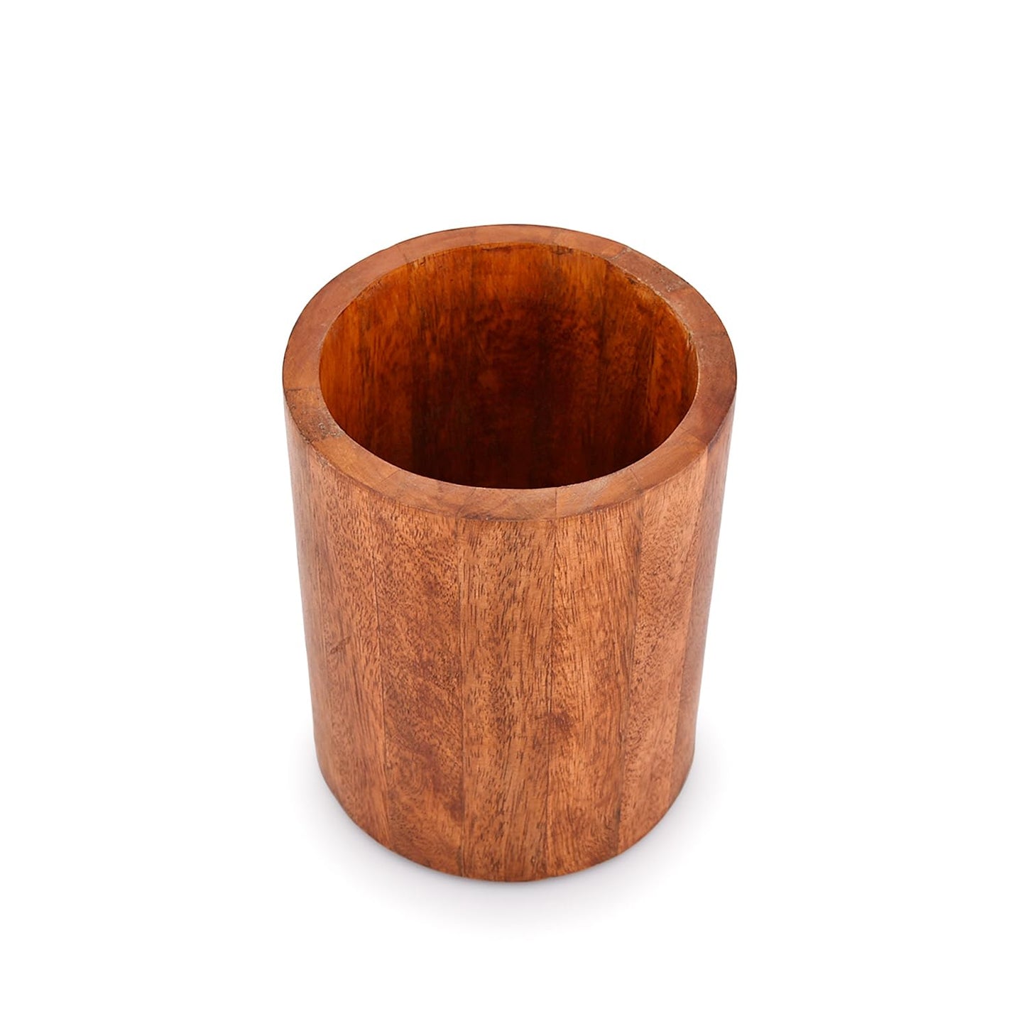 EDHAS Natural Mango Wood Cooking Utensil Holder for Countertop, Spoons, Cooking Tools, etc. (5" x 5" x 6")