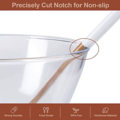 ROSOS Wooden Spoons For Cooking, 6 Pieces Natural Acacia Wooden Cooking Utensils or Non-Stick Wood Kitchen Utensil Set for Kitchen Essentials, Wooden Cooking Utensils Set with Hanging Hole, White