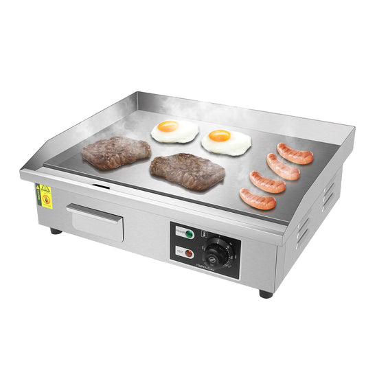 Jacgood Commercial Electric Griddle 22", Flat Top Grill, Countertop Griddle, 1600W 110V, Non-Stick Stainless Steel Teppanyaki Grill, Adjustable Temperature Control 122℉-572℉ for Restaurant Kitchen