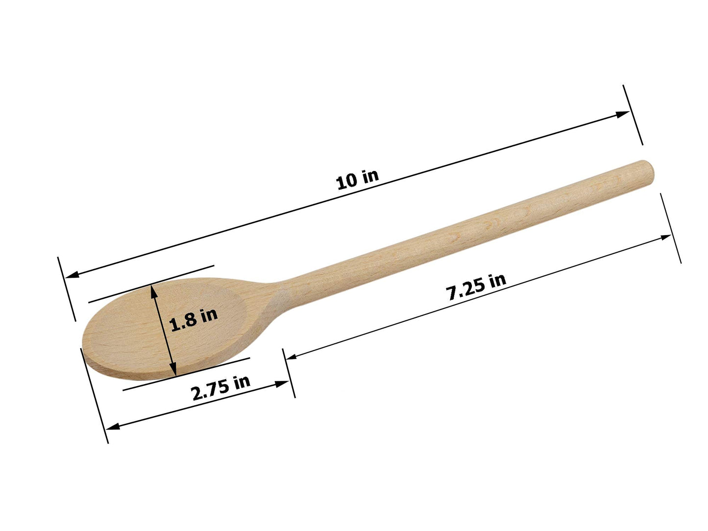 BICB Wooden Cooking Oval Spoons - 8”, 10”, 12”, 14” Long Mixing Set - Solid Beechwood Cookware - Perfect for Stirring, Mixing, Tasting, & Serving Food - Pack of 4, Rustic Brown Color