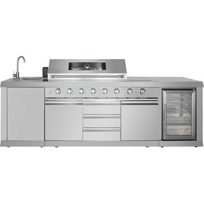 CT Copper Tailor 6-Burner Outdoor Kitchen BBQ Gas Grill Island with Infrared Rear Burner,Side Burner,Storage Cabinets & Drawers,Sink,Cooler,Stainless Steel