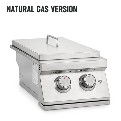 Hygrill Double Side Burner, Built In Double Grilling Side Burners for Outdoor Kitchen, Outdoor BBQ Grill Island, Natural Gas Version
