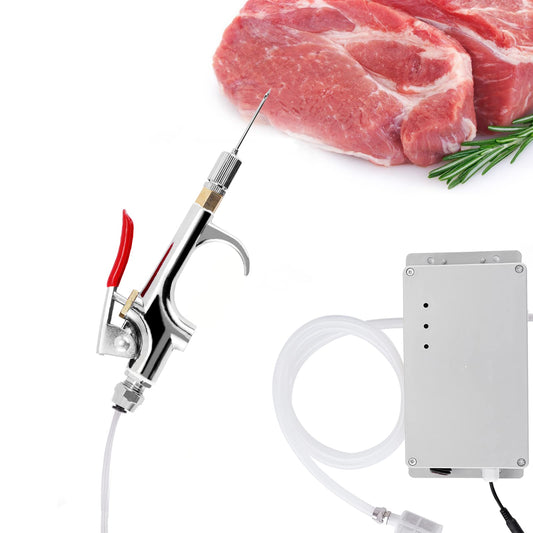 Electric Meat Injector Gun Pump with Hose - 70W Stainless Steel Marinade Injector Syringe, 10 Needles for BBQ, Turkey, Pork, Beef - Perfect for Home Grilling, Family Parties & Outdoor Cooking