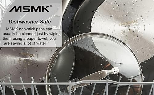 MsMk 10 Inch Frying Pan Nonstick with Lid, Induction Fry Pan with Lid, Titanium and Diamond Non Stick Coating From USA, for Induction, Ceramic and Gas Cooktops, Oven Safe 10 Inch Skillet Nonstick