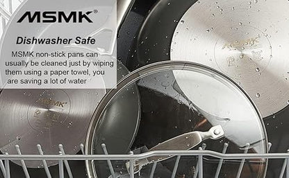 MsMk 10 Inch Frying Pan Nonstick with Lid, Induction Fry Pan with Lid, Titanium and Diamond Non Stick Coating From USA, for Induction, Ceramic and Gas Cooktops, Oven Safe 10 Inch Skillet Nonstick