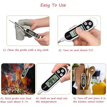 BAEMEFLE Candy Thermometer Digital Instant Read for Meat Kitchen Cooking Food Oil Deep Fry BBQ Grill Smoker (1, 9.4in)