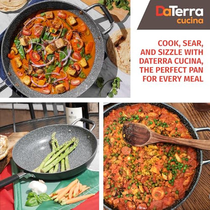 DaTerra Cucina 13" Non-stick Ceramic Frying Pan - Large Nonstick Frying Pan for Cooking - Induction Compatible & Oven Safe, High Heat Resistant - PTFE, Lead, Cadmium & PFOA Free, Made in Italy - Black