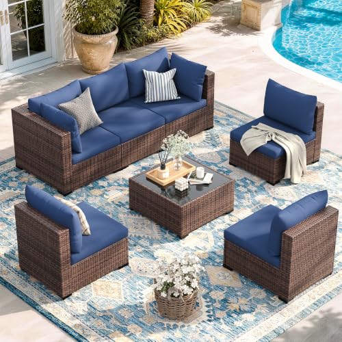 UDPATIO Patio Furniture Set Outdoor Sectional Sofa 7-Piece Conversation Set