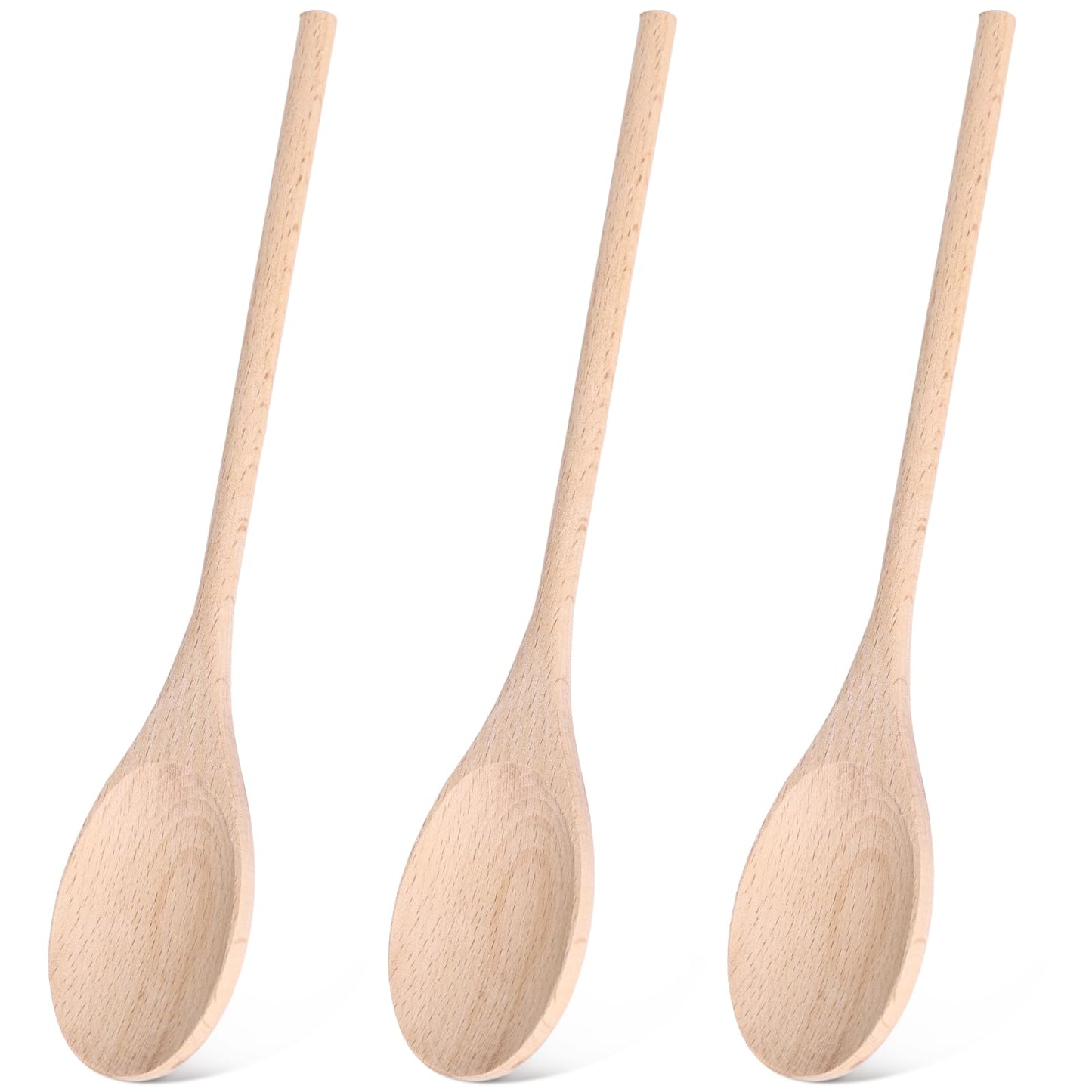 HANSGO Wooden Spoons for Cooking, 10 Inch Mixing Wood Spoon with Long Handle Serving Utensil Set for Kitchen Cooking and Stirring, 3PCS