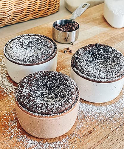 Mora Ceramic Ramekins - 4oz, Set of 6 - Small Oven Safe Baking Dishes/Cups - For Personal Pudding, Creme Brulee, Souffle, Serving Dip, Custard, Ice Cream - Single Mini Bowls - Assorted Neutrals