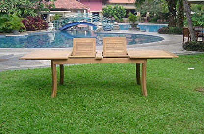 WholesaleTeak New 11 Pc Luxurious Grade-A Teak Dining Set - Large 117" Rectangle Table and 10 Stacking Arbor Arm Chairs #WHDSABn