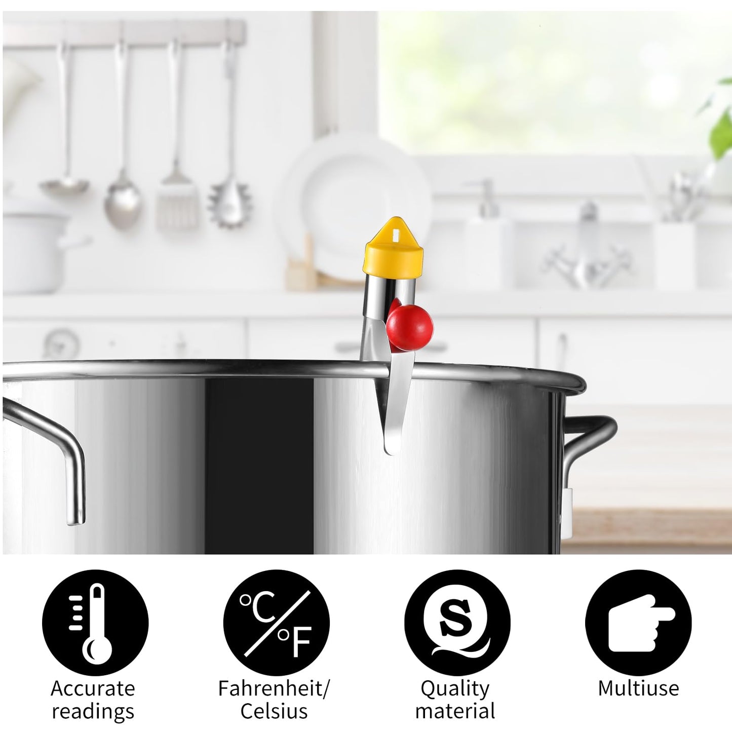 Candy Thermometer for Candy Making, 2025 New Deep Fry Oil Thermometer Candy Sugar Syrup Jam Jelly Instant Read Glass Food Kitchen Cooking Thermometer with Pot Clip and Hanging Hook for Food