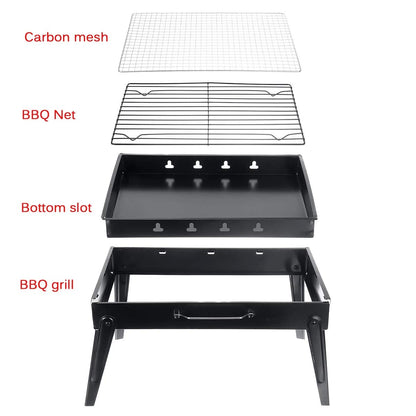 Portable-Charcoal-Grills Outdoor-BBQ-Grill Folding-Camping-Campfire-Grill Quick-Barbecue-Grill - Compact-Backpacking-Firepit-Grills for Outdoor Grilling Cooking Picnics