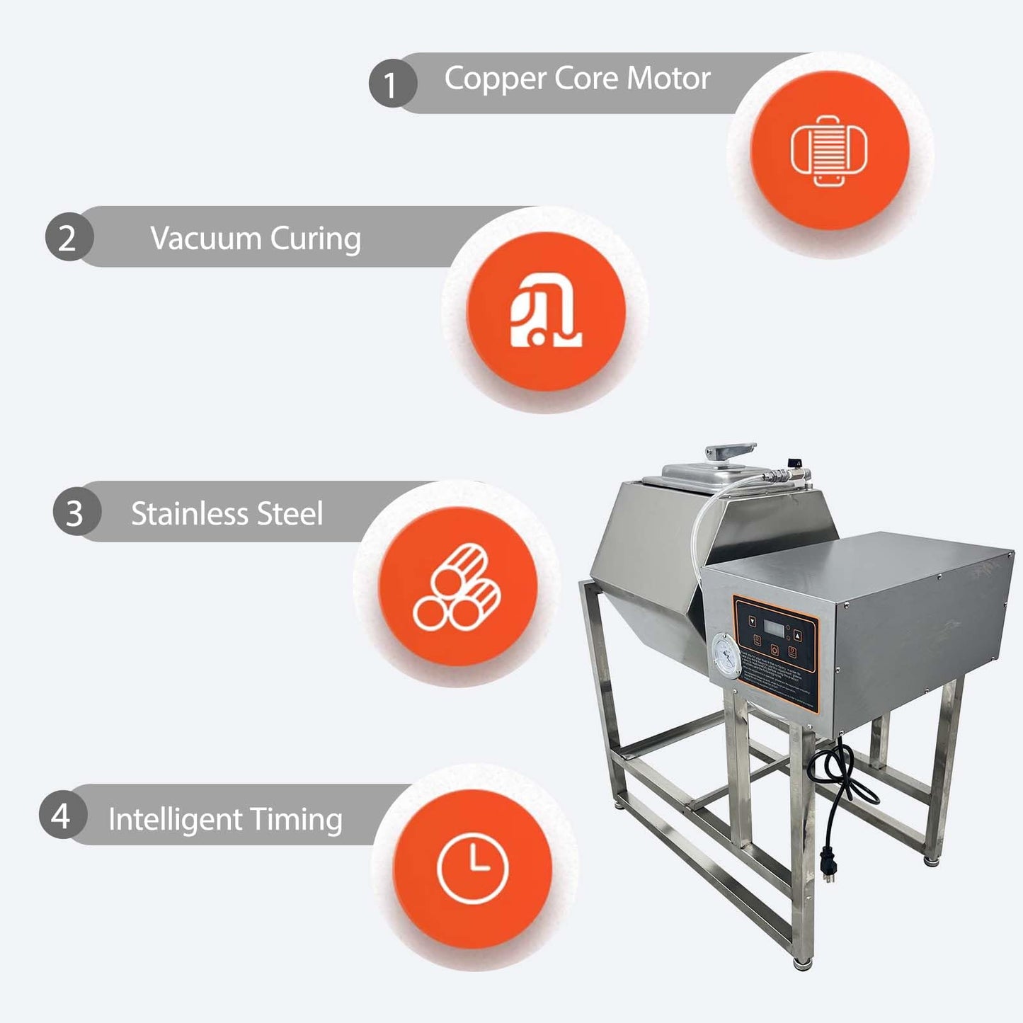 Yokoma Meat Vegetable Tumbler Marinator, 90L Capacity Marinate 47.5kg Commercial Electric Vacuum Pump Vegetable Marinating Machine Stainless Steel Meat Curing Marinator for for Jerky, Sausage, Bacon