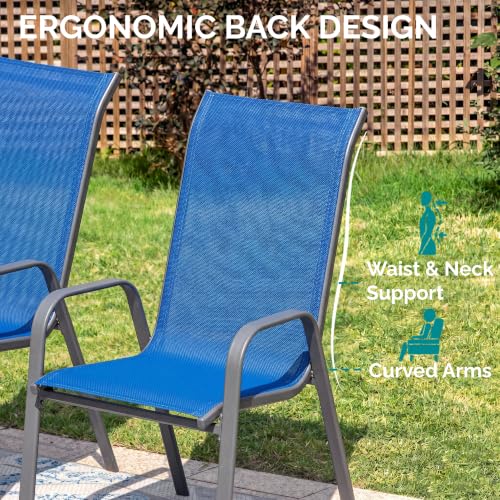 MAMIZO 7 Pieces Patio Dining Set for 6, Glass Table and Textilene Chairs