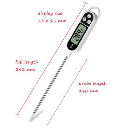 Digital Meat Food Thermometer for Cooking Kitchen BBQ, Probe Instant Read Thermometer with Long Probe for Candy Candle Milk Yogurt Deep Fry Roast Baking Temperature