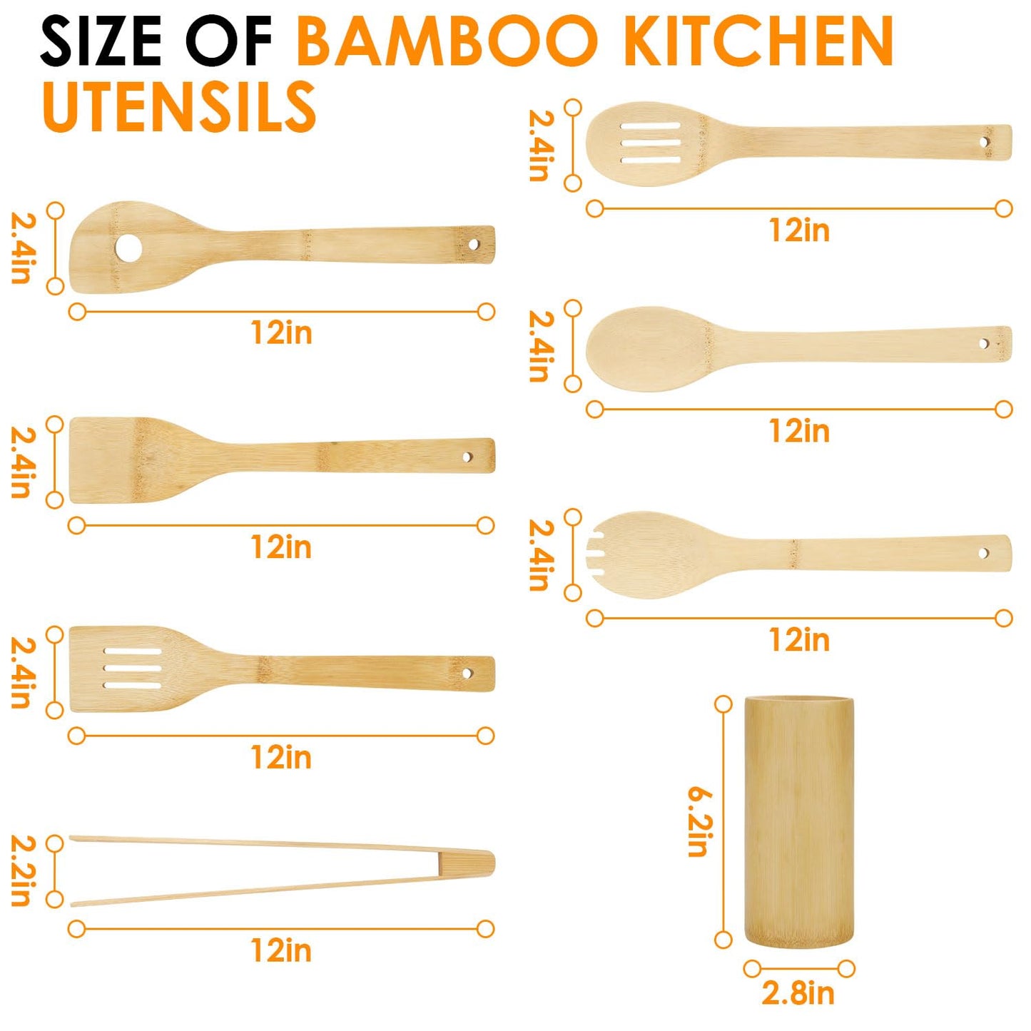 Bamboo Wooden Spoons for Cooking 8Pcs, Wooden Cooking Utensils Sets, Wooden Kitchen Bamboo Utensil Set, Spatula for Cooking, Wood Spatula, Wood Utensils kitchen essentials