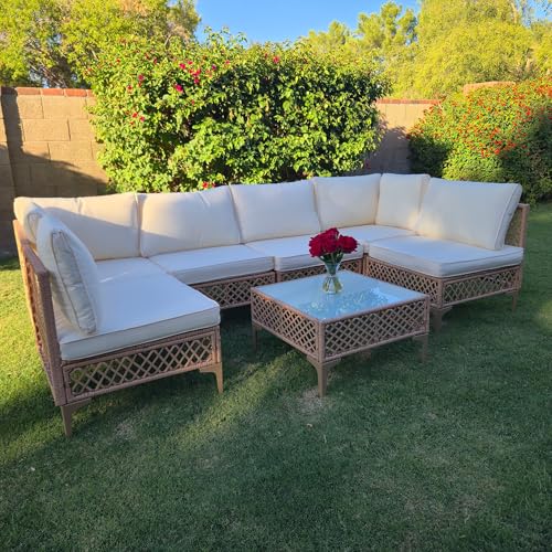 FHFO 7 Piece Patio Furniture Set, Outdoor Wicker Sectional Sofa Set