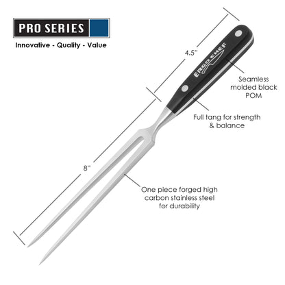 Ergo Chef Pro Series 8-Inch Meat Fork - Carving & Serving Fork - Forged High Carbon Stainless-Steel, Full Tang, Black Handle