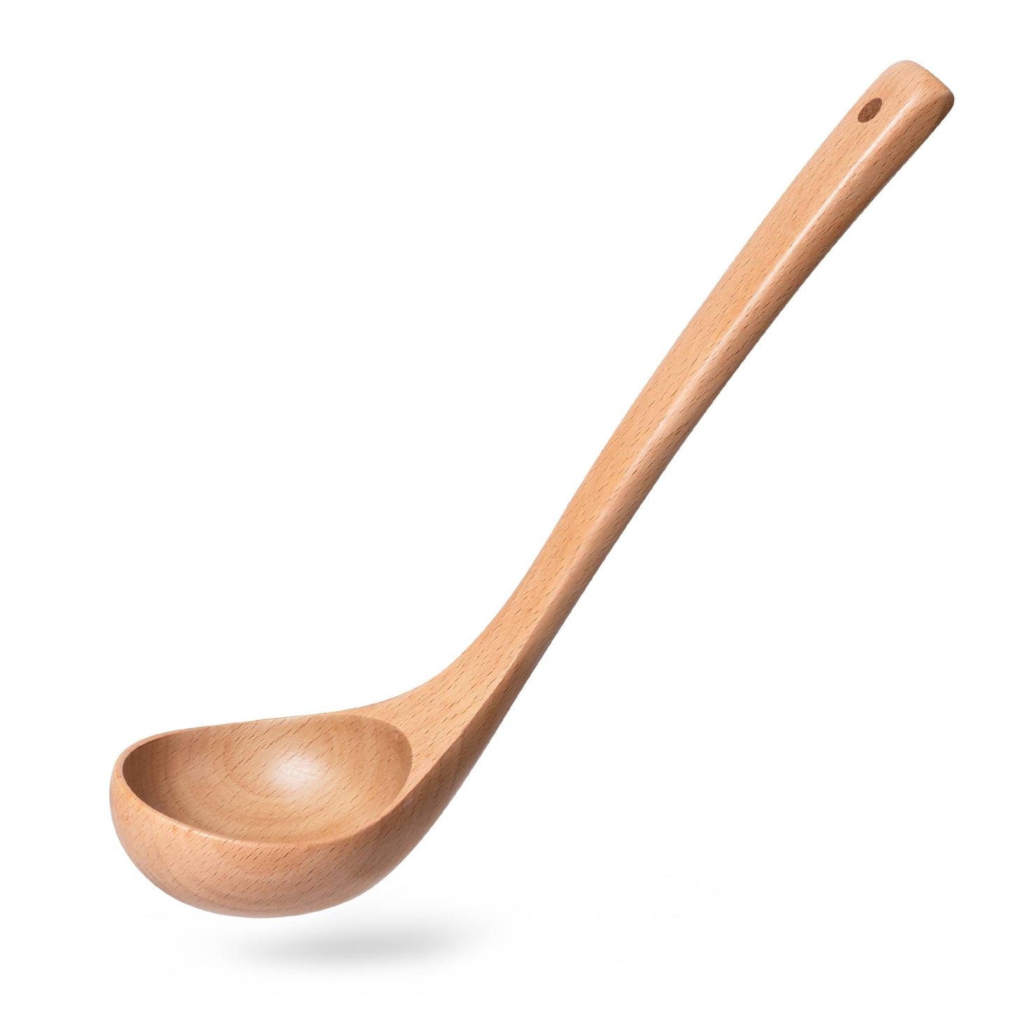 Hefild Wooden Soup Ladle, 10.8" Handle, 2 fl oz Medium Scoop Utensil for Serving & Cooking, Beech Wooden Ladle – Wood Spoon for Soup Natural and Sustainable