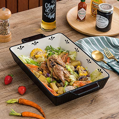 Sagoskat Baking Dishes Bakeware Set Ceramic Casserole Dish, Rectangular Shape, Oven safe, Nonstick, for Cooking, Cake Dinner, Kitchen, 13x9inch, 3pcs, Black