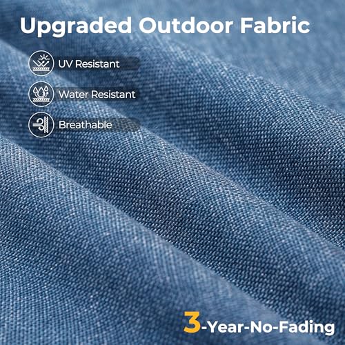 HOOOWOOO Outdoor Patio Furniture with Fire Pit Set 11 Pieces Patio Set with Fire Pit Wicker Outdoor Furniture with Fire Pit Table Set Patio Sectional Set with Swivel Chairs,Denim Blue