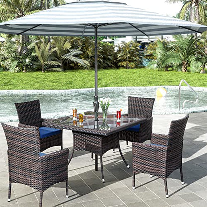 RTDTD 10 Pieces Outdoor Patio Dining Set,Patio Table and Chairs Rattan Outdoor Patio Furniture Set with Umbrella Hole,Dining Table Set for 8 with Chairs for Backyard,Garden and Kitchen,Navy Blue