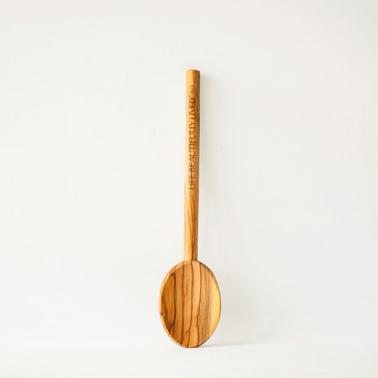Olive Wood Spoon by ELIA, Wooden Mixing Spoon for Baking & Cooking, Italian Solid Olive Wood, Kitchen Aesthetic, Foodie Gift, Housewarming Gift - 12 inch (Pack of 1)