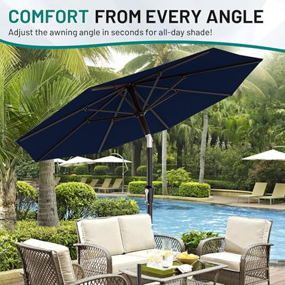 AreShark 9 FT Patio Umbrella for Outdoor, Outdoor Umbrella with Push Button Tilt and Crank, Outdoor Patio Umbrellas with 8 Sturdy Ribs for Market, Garden, Deck, Backyard, Pool (Navy)