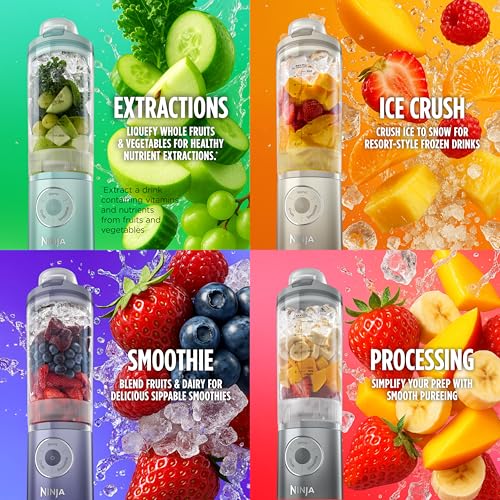 Ninja Blast Max, Portable Blender + Twist & Go, Personal Smoothie, Blend, Ice Crush, 3 Programs, Cordless, 22oz removable Vessel, Dishwasher Safe, Leakproof, Sea Glass, BC251MT