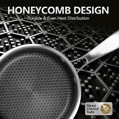 MICHELANGELO Triply Stainless Steel Pot Set, Hybrid Nonstick Saucepan Set with Lids, Induction Compatible Heavy Duty Sauce Pan 1QT & 2QT & 3QT, Honeycomb Interior, Dishwasher Safe Cookware - 6 Piece