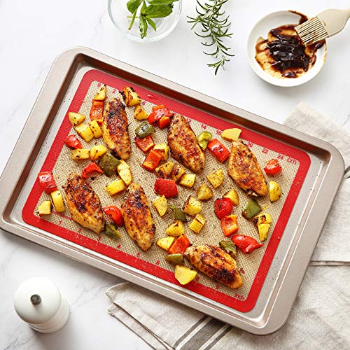 GUANCI Silicone Baking Mat Set of 6, Includes 25"x17.5" Large, 2 Medium 16.5"x11.6", 2 Small 11.75"x8.25", 9" Round, All Mats 0.70mm Thick, Non-Stick Reusable Baking Mats for Pizza, Cookie, Bread