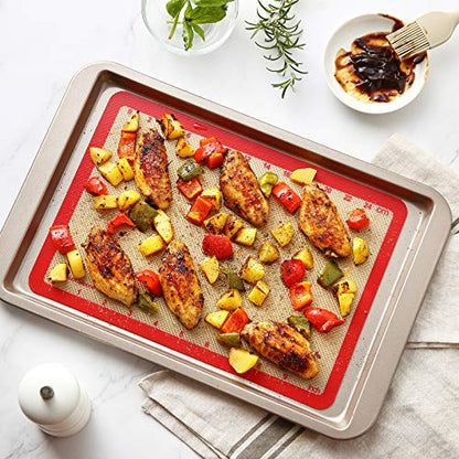 GUANCI Silicone Baking Mat Set of 6, Includes 25"x17.5" Large, 2 Medium 16.5"x11.6", 2 Small 11.75"x8.25", 9" Round, All Mats 0.70mm Thick, Non-Stick Reusable Baking Mats for Pizza, Cookie, Bread