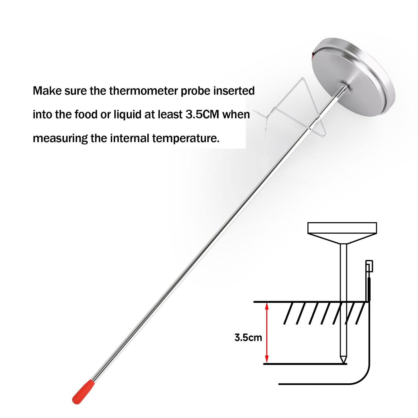 Candy Thermometer Deep Fry/Jam/Sugar/Syrup/Jelly Thermometer with Stainless Steel Large 2" Dial & 9" Accurate Sensitive Long Probe for Candy Cooking
