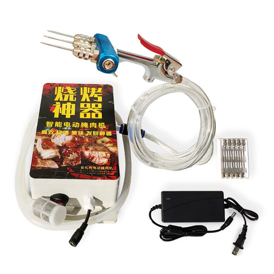 Aitoserlea High Pressure Electric Bacon Pump Gun, Meat Saline Syringe Pump Food Grade Electric Injector Meat Processor 60W with 10Pcs Needle (Three Needle)