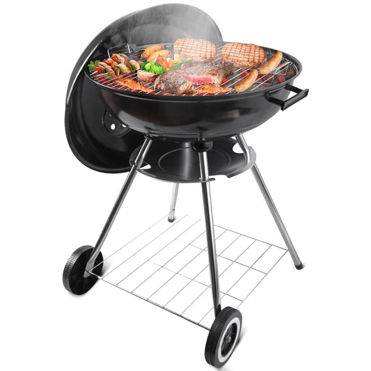 gzcmxh Charcoal Grill - portable BBQ Grill with adjustable air vent, wheels, hanlde - Charcoal Kettle Grill for outdoor, camping, backyard, picnics, party parties (22inch Apple)