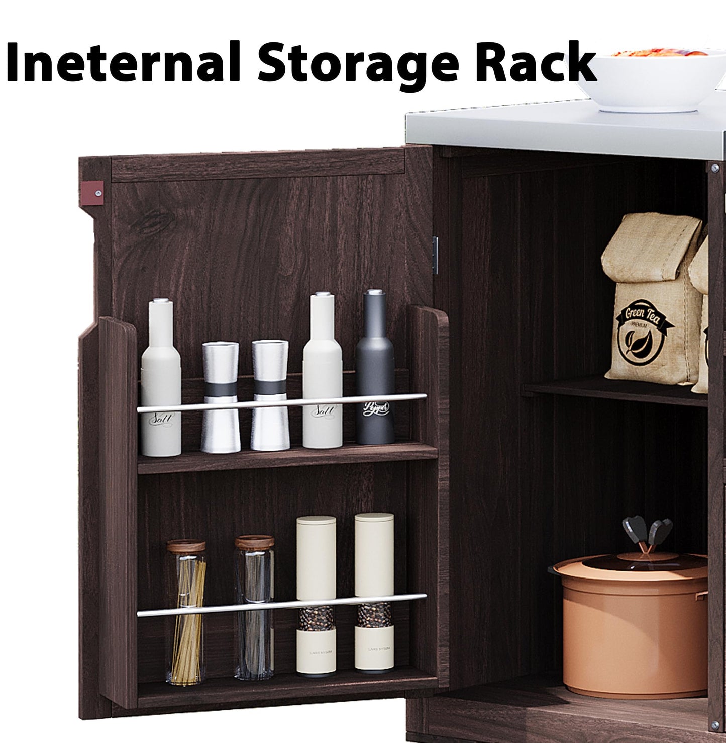 66.5" Outdoor Kitchen Island for Big Green Egg Grills, Solid Wood Outdoor Grill Cart for Tabletop Grill with Stainless Steel Top, Drawer, Family Barbecue Outdoor Gathering (Dark Brown/E) - CookCave