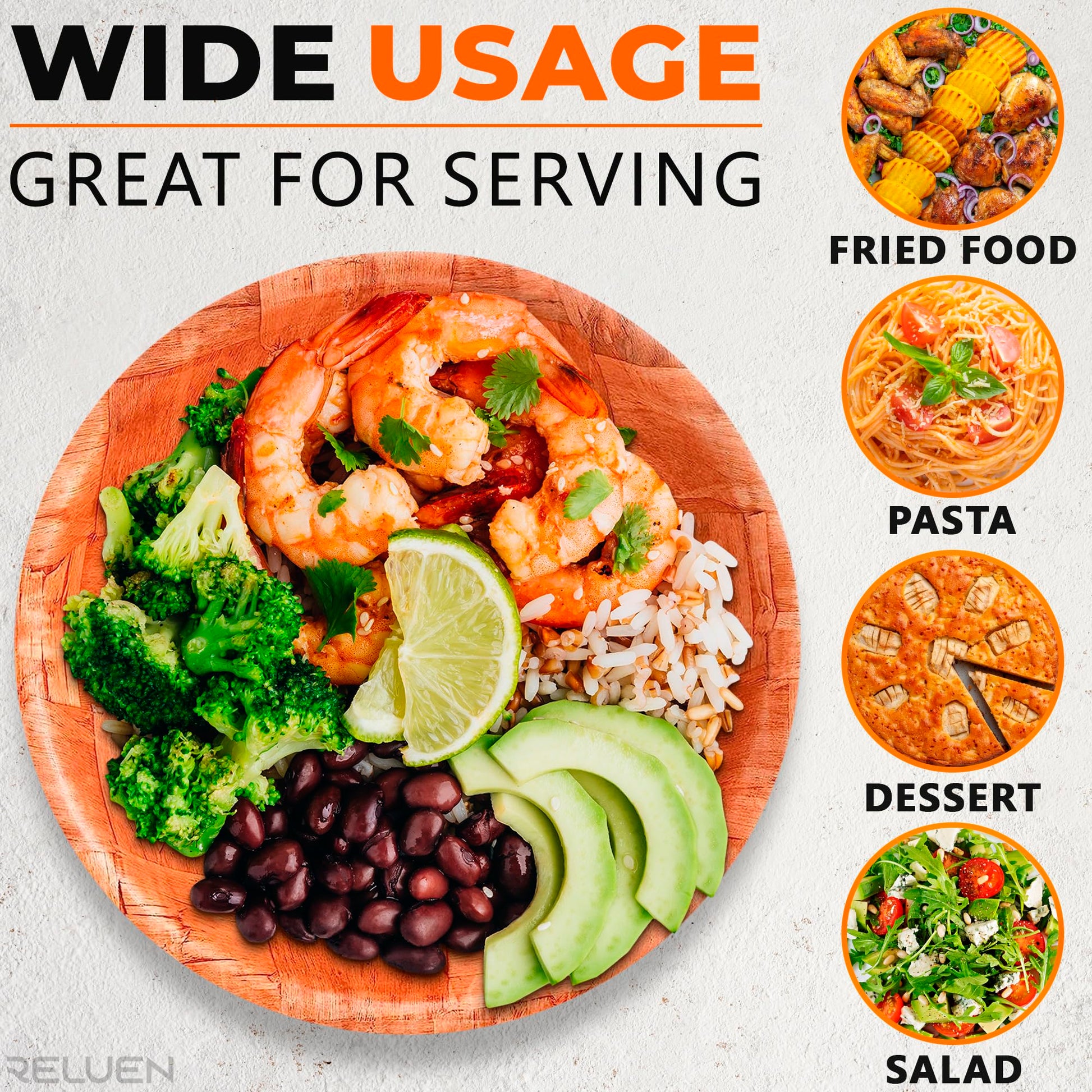 6Pcs Wooden Salad Bowl Set - Decorative Bowls for Kitchen Large Serving Bowls for Entertaining Small Snack Bowls Set Soup - 8 Inch Fruit Bowl for Kitchen Counter Salad Bowls for Lunch Serving Bowl Set - CookCave