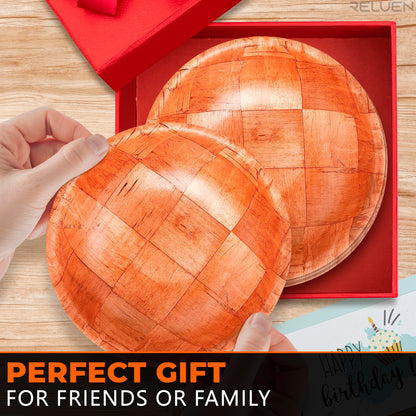 6Pcs Wooden Salad Bowl Set - Decorative Bowls for Kitchen Large Serving Bowls for Entertaining Small Snack Bowls Set Soup - 8 Inch Fruit Bowl for Kitchen Counter Salad Bowls for Lunch Serving Bowl Set - CookCave