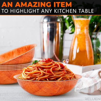 6Pcs Wooden Salad Bowl Set - Decorative Bowls for Kitchen Large Serving Bowls for Entertaining Small Snack Bowls Set Soup - 8 Inch Fruit Bowl for Kitchen Counter Salad Bowls for Lunch Serving Bowl Set - CookCave