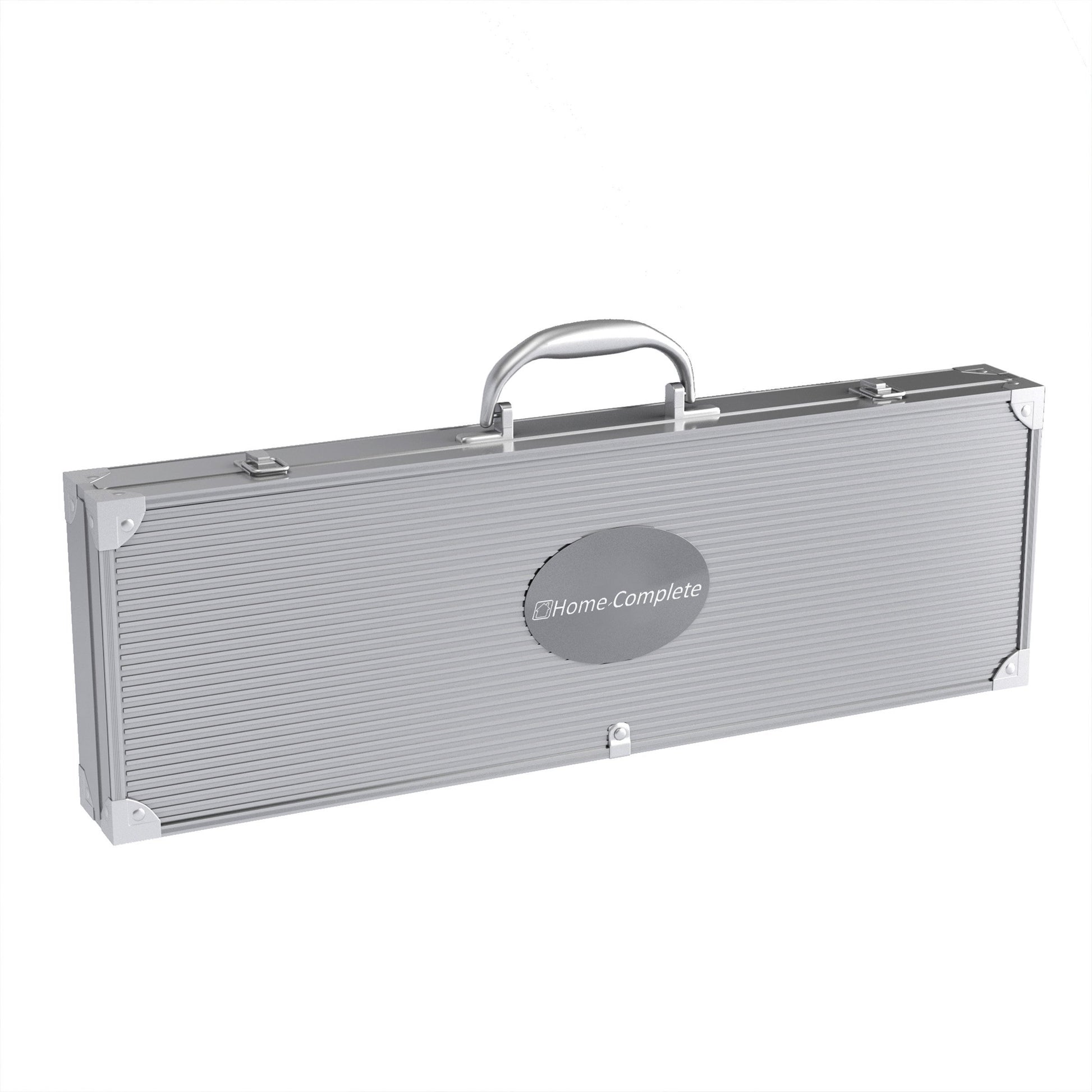 7-Piece Stainless-Steel BBQ Cooking Utensils Set - Barbecue Grill Accessories with Aluminum Portable Handled Storage Case by Home-Complete (Silver) - CookCave