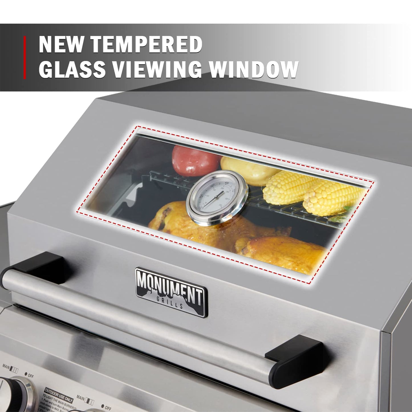 Monument Grills Larger 3-Burner Propane Gas Grills barbeque Stainless Steel Heavy-Duty Cabinet Style with Knob Controls, Outdoor Use, Mesa 300