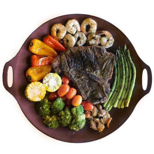 TECHEF - 14-inch Nonstick Round Griddle Grill Pan for Korean BBQ/Teppanyaki Pan, Tawa, Roti Pan/Induction Ready/Made in Korea (14-in)