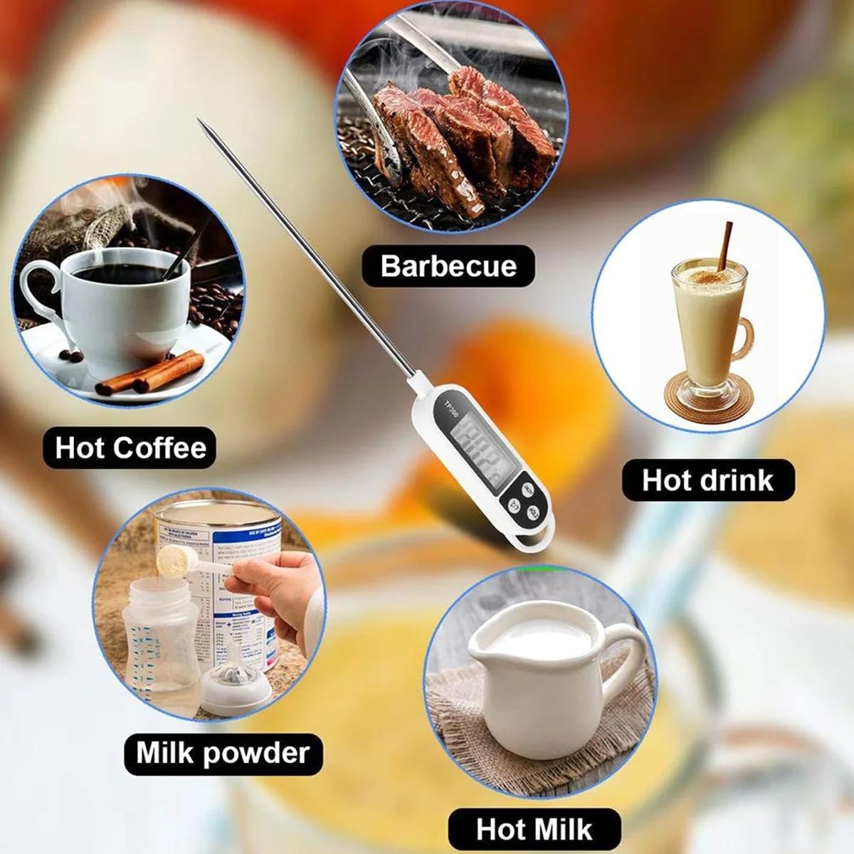 BAEMEFLE Candy Thermometer Digital Instant Read for Meat Kitchen Cooking Food Oil Deep Fry BBQ Grill Smoker (1, 9.4in)