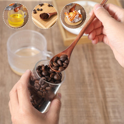 Ouligay 2 Pcs Long Wooden Spoon,Wooden Honey Spoon,7.8 Inch Wood Mixing Spoons for Coffee,Wood Spoons for Eating Stirring,Wooden Teaspoon with Long Handle for Kitchen Bar Restaurant