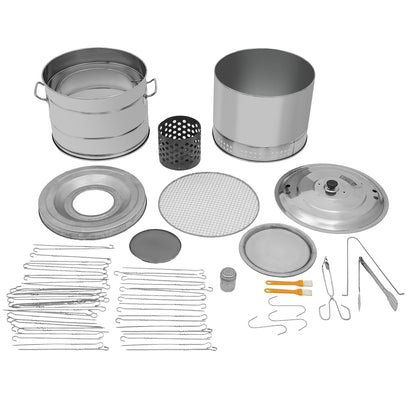 Stainless BBQ Grill Barrel, Large Portable Charcoal Grills with 50 Skewers Vertical Charcoal Smoker Grill Barrel for Outdoor Cooking and BBQ Camping Backyard 932F° (20.87 * 25.98in)