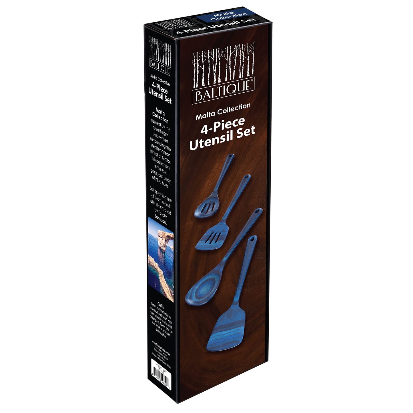 Totally Bamboo Baltique Malta Collection 4 Piece Cooking Utensil Set, Safe for Nonstick